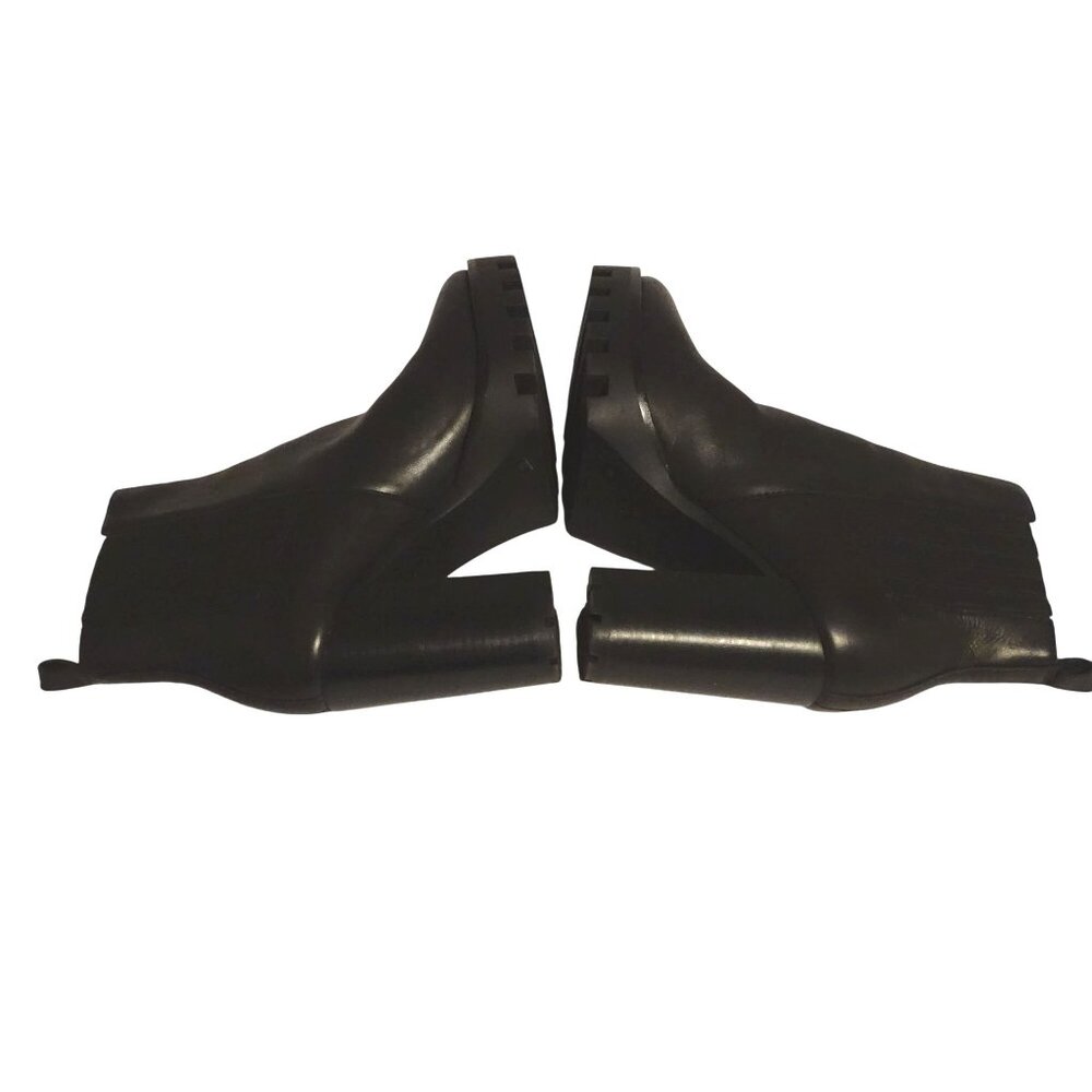 Antonio Melani Black Leather Chunky Lug Block Heel Chelsea Boots Women Size 9 M - Picture 5 of 9